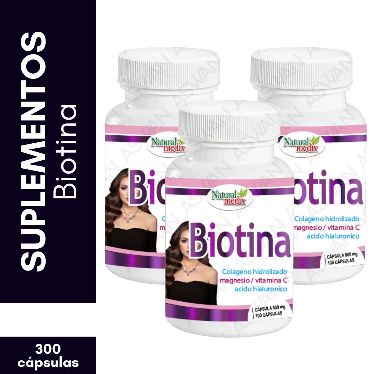 GENERICO - Pack x3 Biotina 100 Cápsulas - Natural Medix