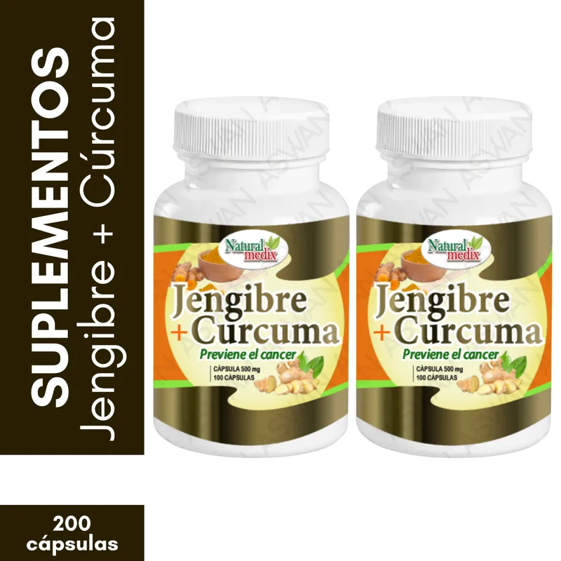 GENERICO - Pack x2 Jengibre & Curcuma 100 Cápsulas - Natural Medix