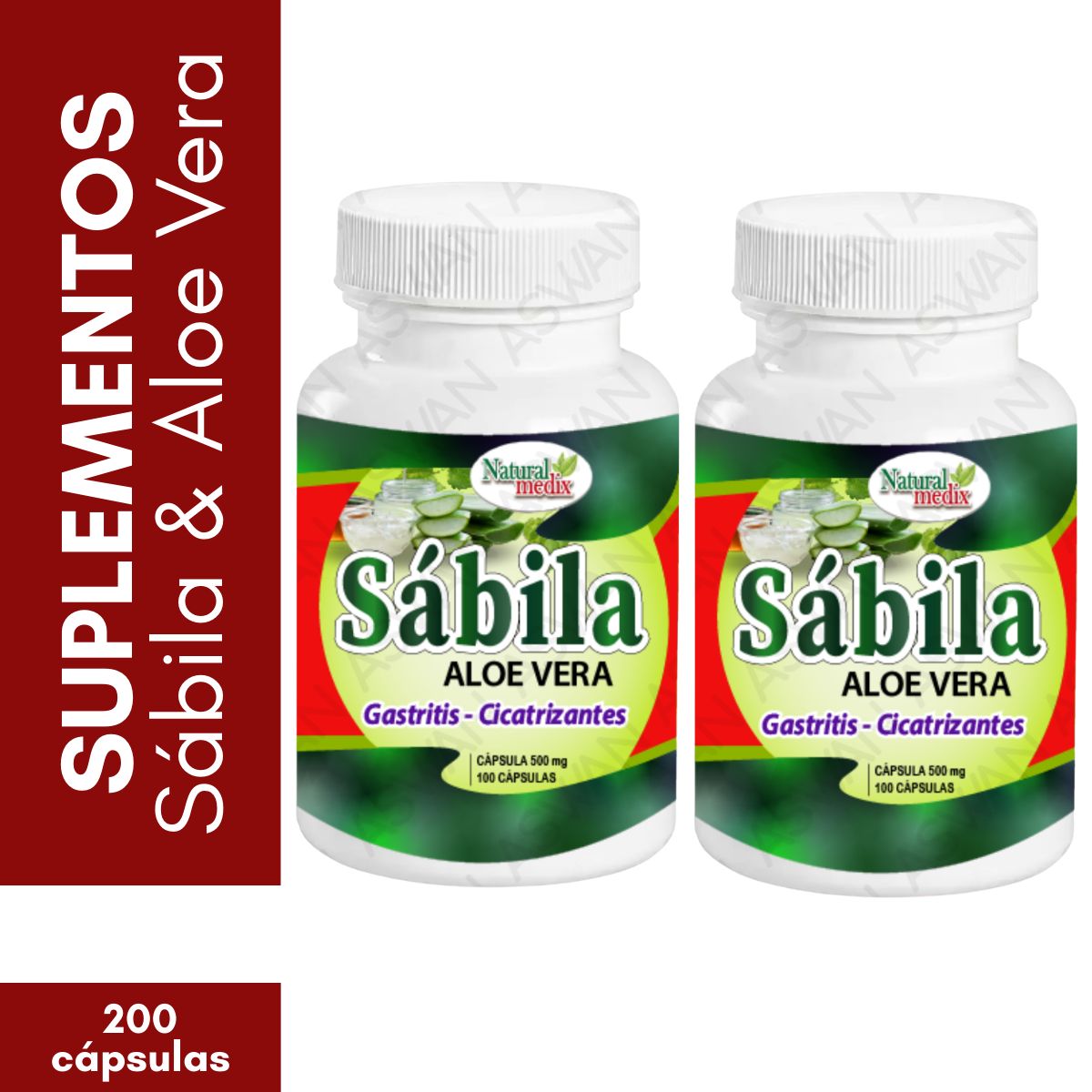 GENERICO - Pack x2 Sábila & Aloe Vera 100 Cápsulas - Natural Medix