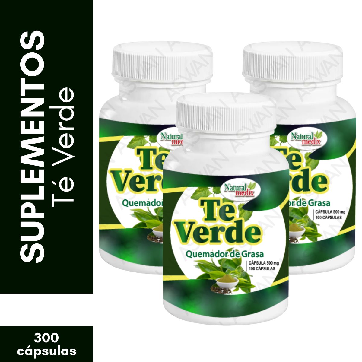GENERICO - Pack x3 Té Verde Quemador de Grasa 100 Cápsulas - Natural Medix