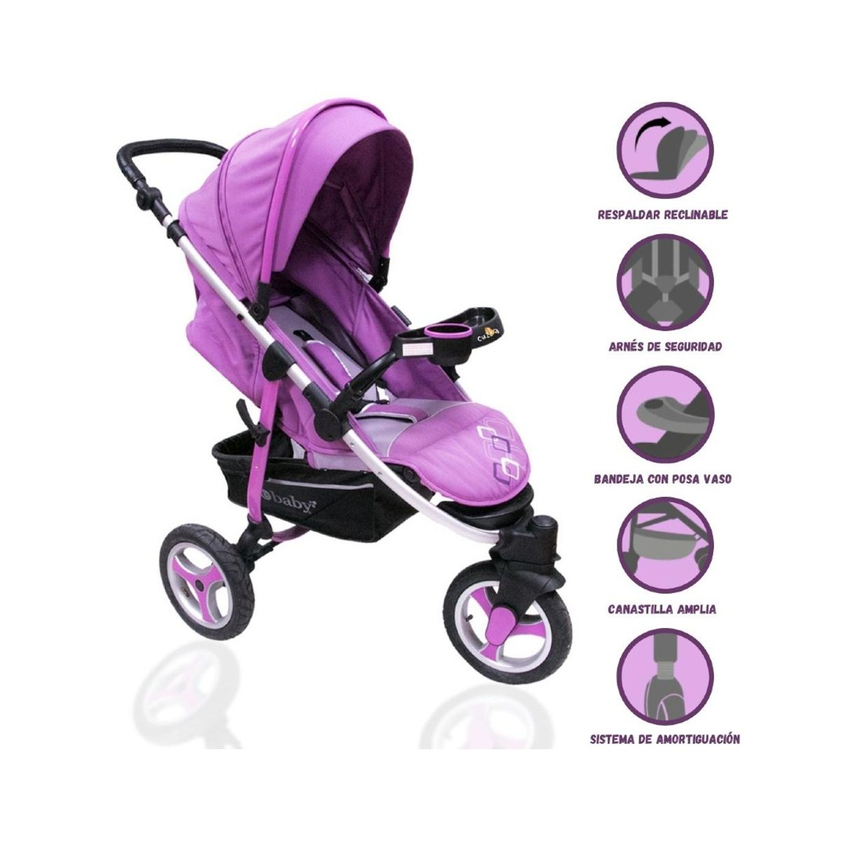 EBABY - Coche 3 Ruedas para Bebés EBABY «BRUCELA DELUXE» Pink