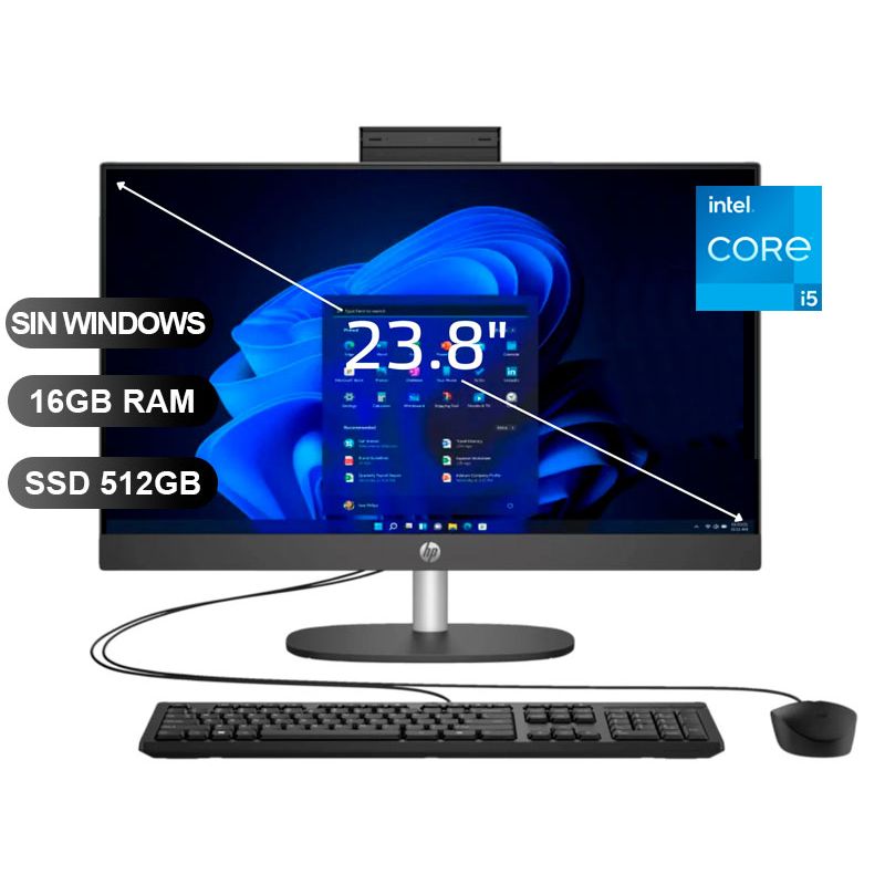 HP - AIO HP PROONE 240 G10, I5-1334U, 16GB RAM, 512GB SSD, 23.8", SIN WINDOWS (B88BKAT)