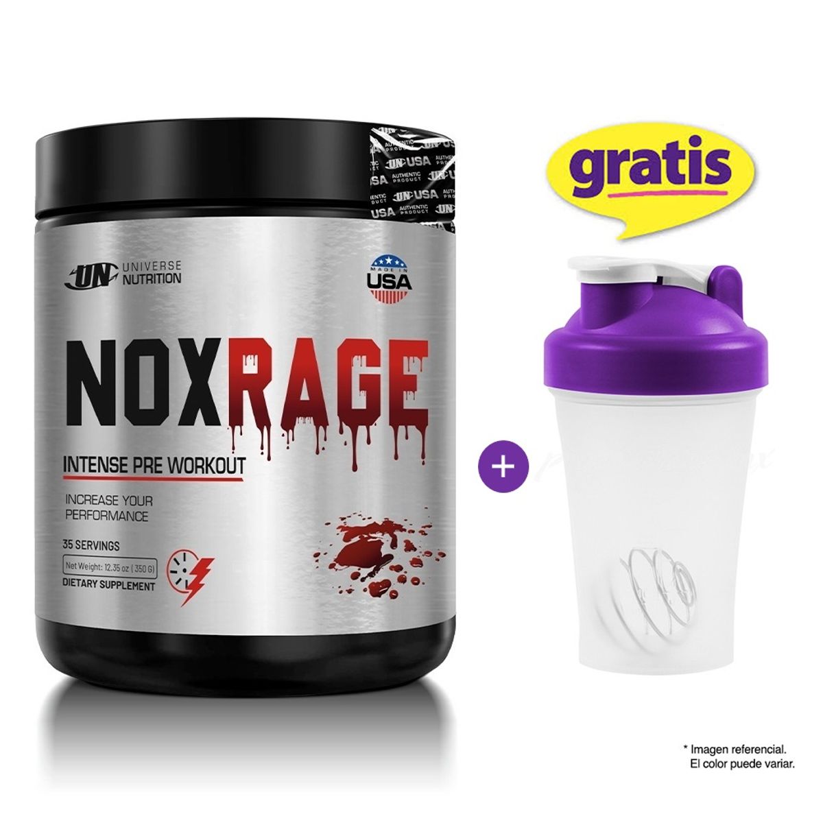 Universe Nutrition - PRE ENTRENO UN NOX RAGE 350GR CITRUS PUNCH + SHAKER