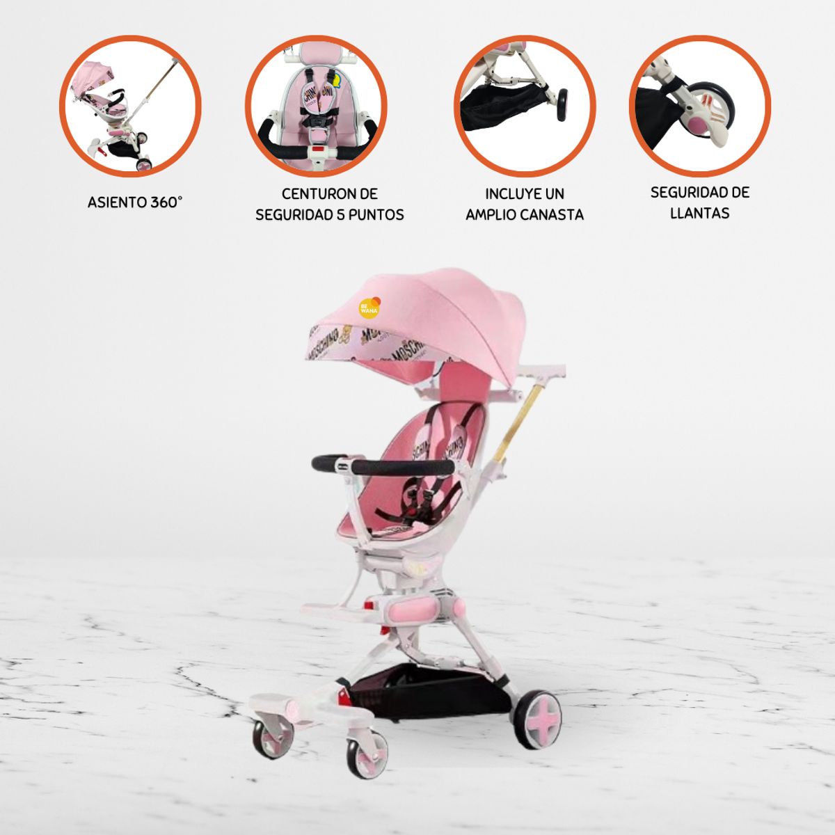 EBABY - Coche de Paseo para Bebé »MOSCHING» Pink