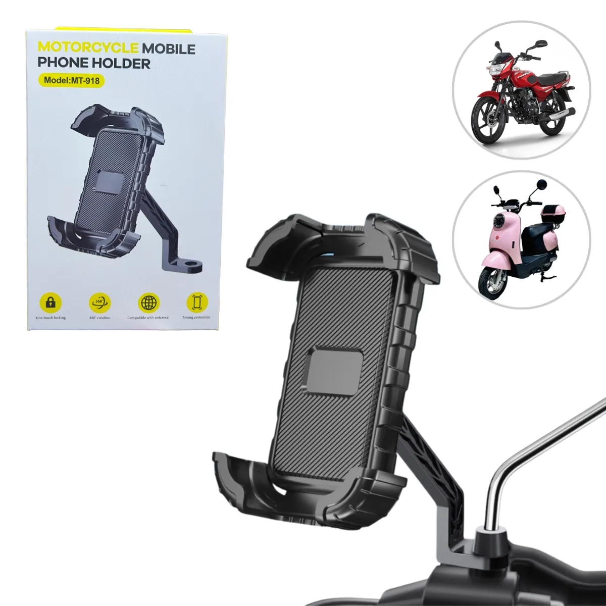 SEISA - Soporte Holder Celular para Moto 360 Ajustable Antideslizante
