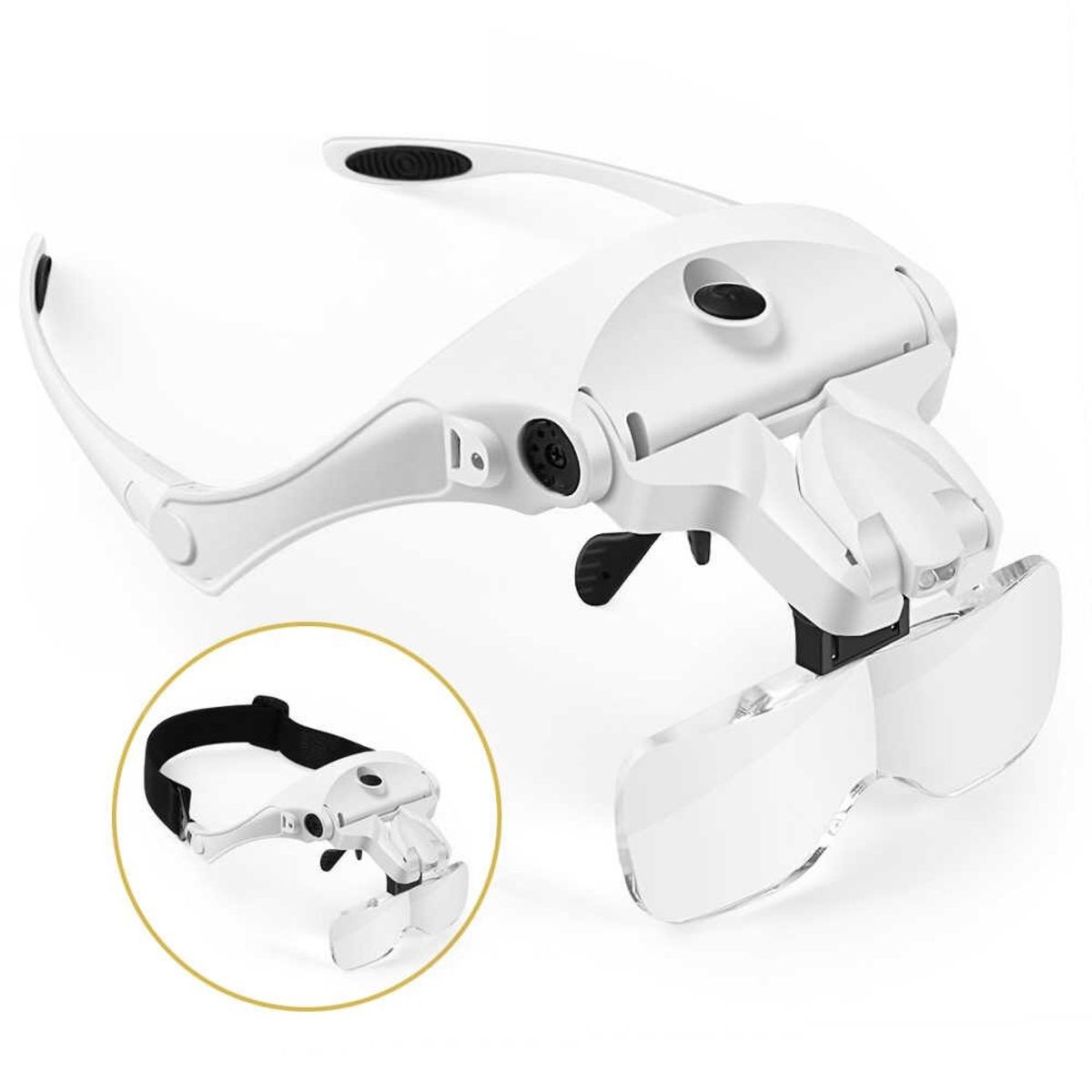 GENERICO - Lupa De Cabeza Recargable Con Luz Led + 5 Lentes Cosmiatra