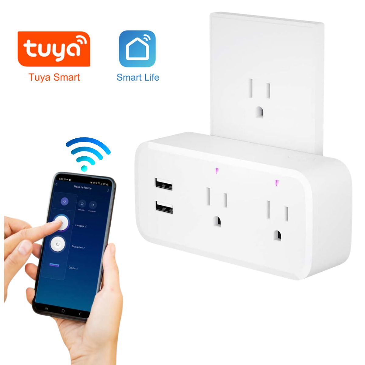 SEISA - Enchufe Tomacorriente Inteligente Extensor Smart Doble Wifi 24