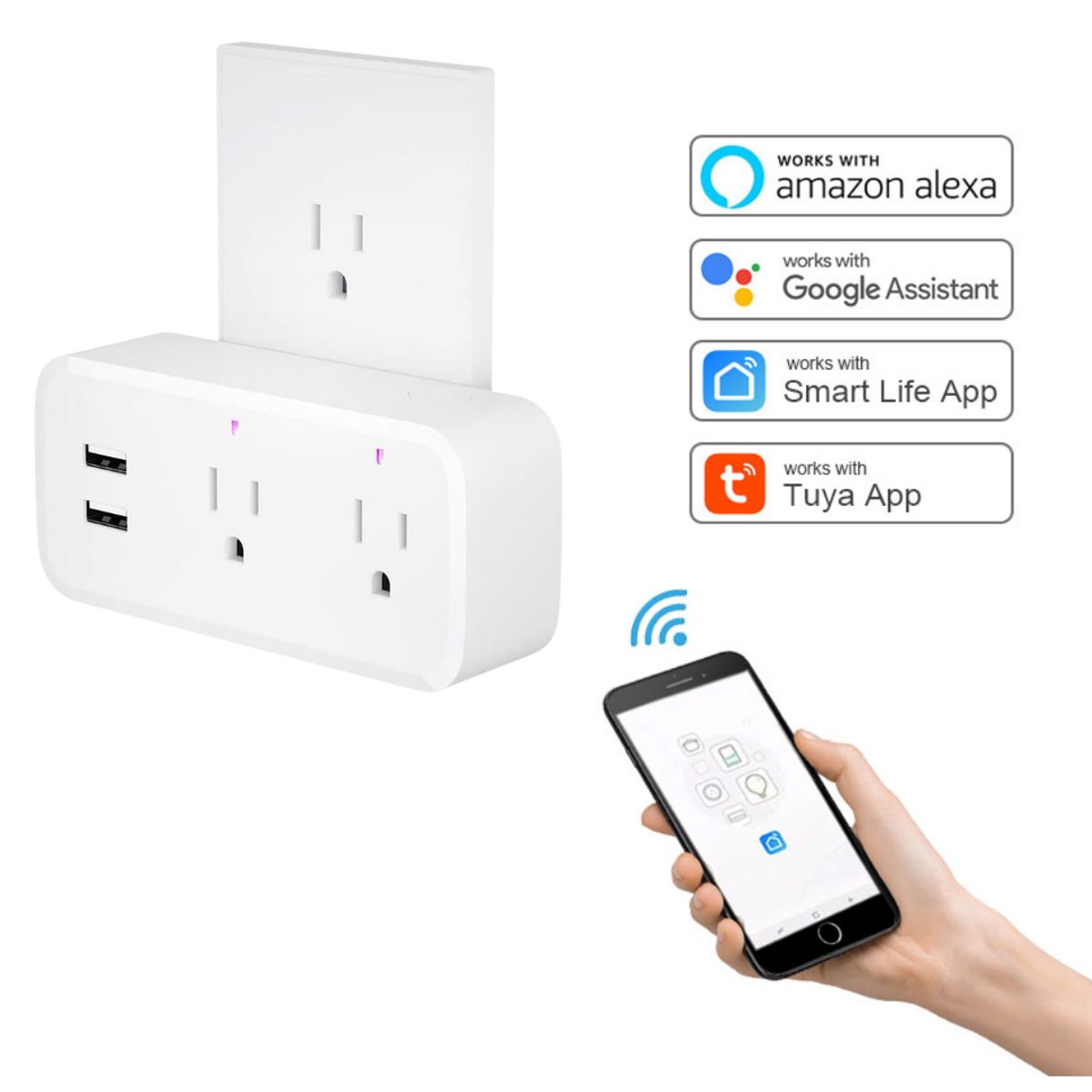 SEISA - Enchufe Tomacorriente Inteligente Extensor Smart Doble Wifi 24