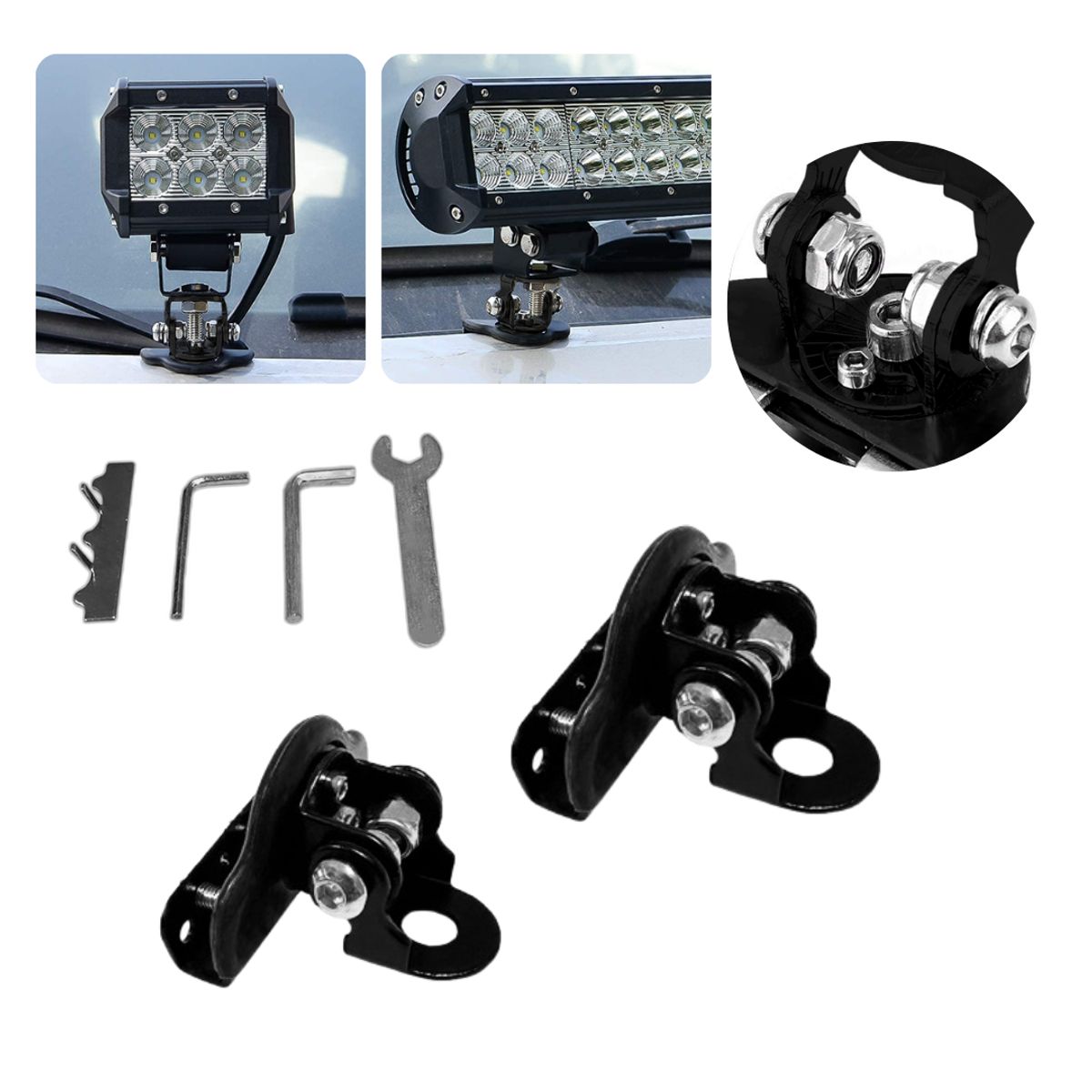 GENERICO - Par Soportes De Faro Neblinero Giratorio Para Capot Negro