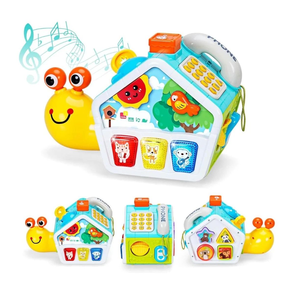 IDEAL - JUGUETE MONTESSORI CARACOL INTERACTIVO DE ACTIVIDADES 6EN1