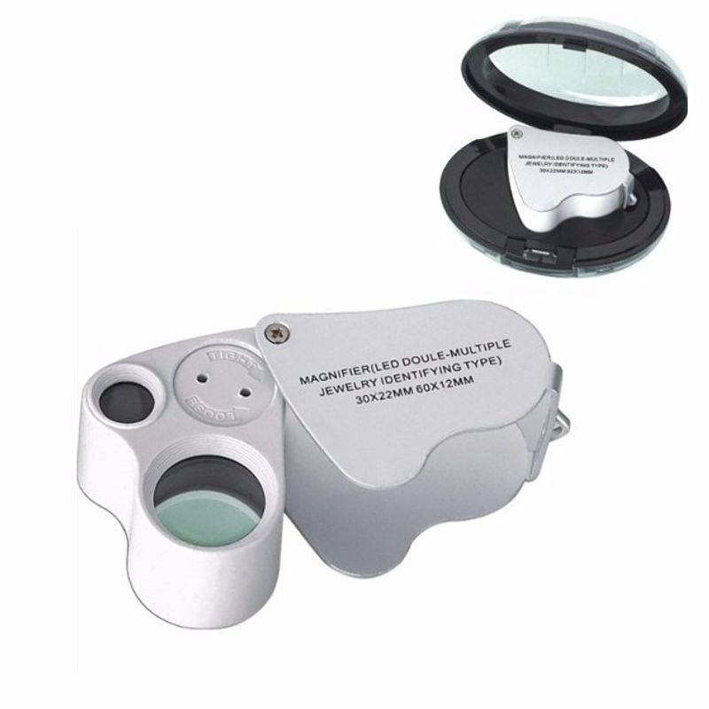 GENERICO - lupa entomologica 30x y 60x con luz led doble lente