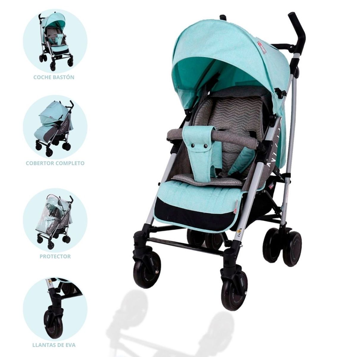 BABYGO - Coche Bastón Deportivo para Bebé  «NITRO» Ligth Green