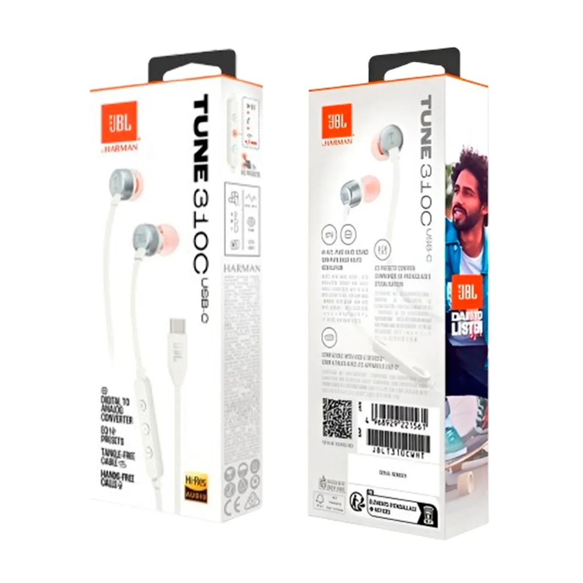 JBL - Auriculares JBL USB-C Tune 310C Con Microfono - Blanco