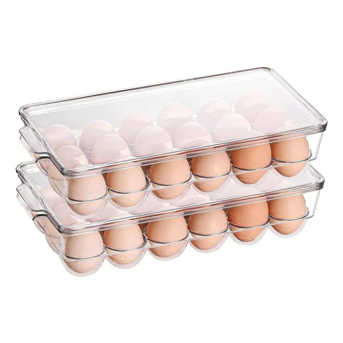INSPIRA MARKET - Contenedor organizador de huevos 18 huevos Pack x2
