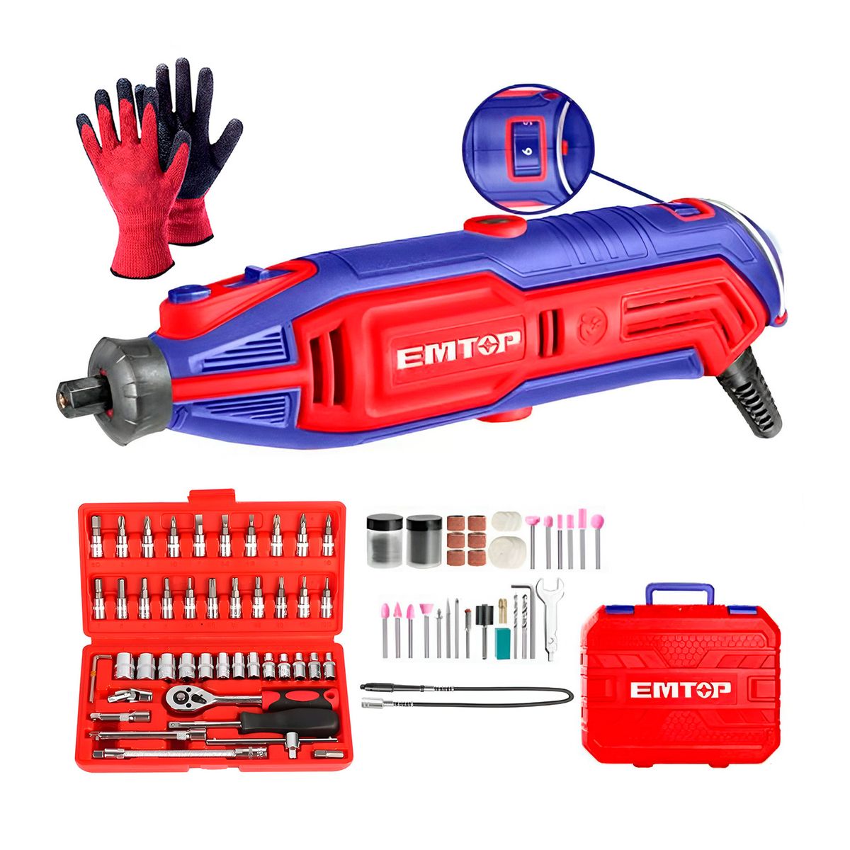 EMTOP - Mini Grinder 130w Multipropósito Cortador Pro + Set 46pzas