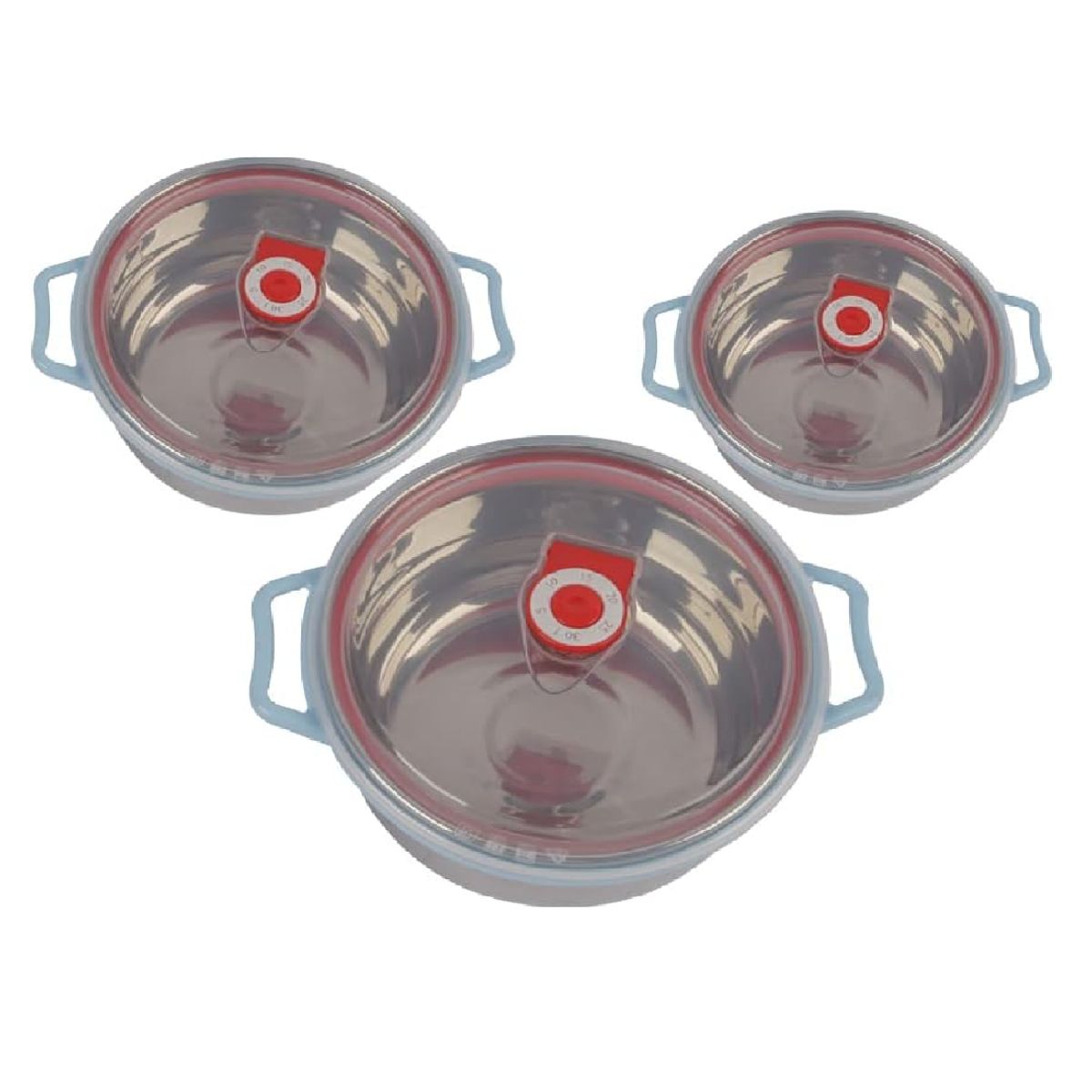 GENERICO - Set 3 Contenedor O Bowl De Acero Con Tapa Hermética 14,16,18