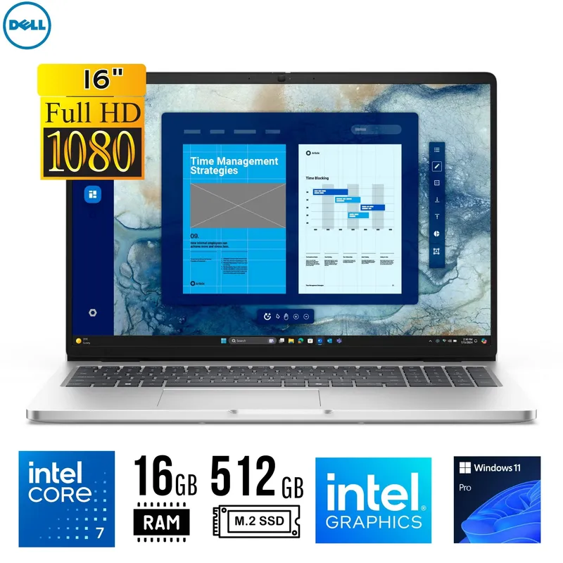 DELL - LAPTOP Dell Pro 16 PC16250 16" FHD Plus Intel Core 7 150U 16GB 512GB SSD W11 Pro