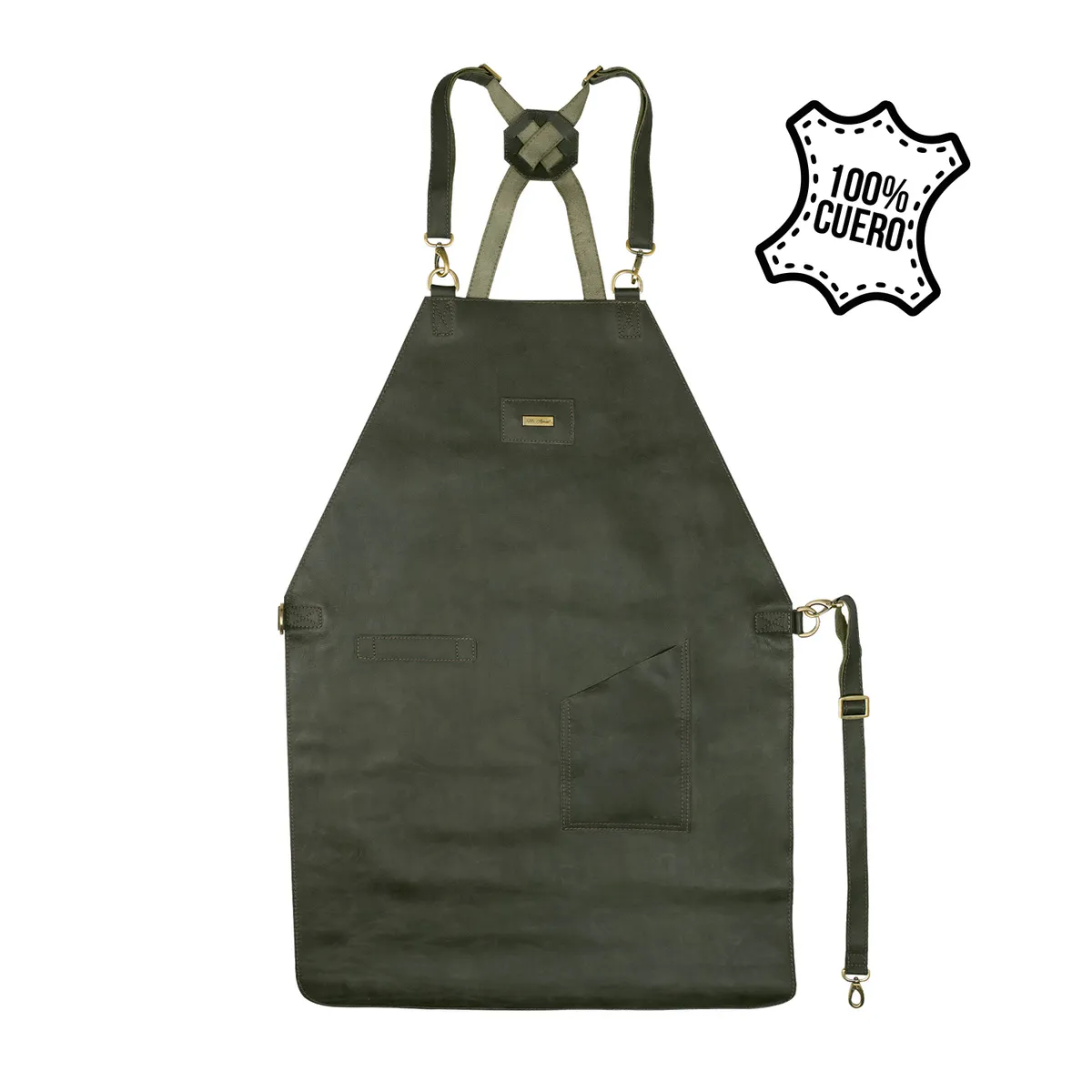 GRILLCORP - Mandil de Cuero Classic Verde Oliva Mr Apron