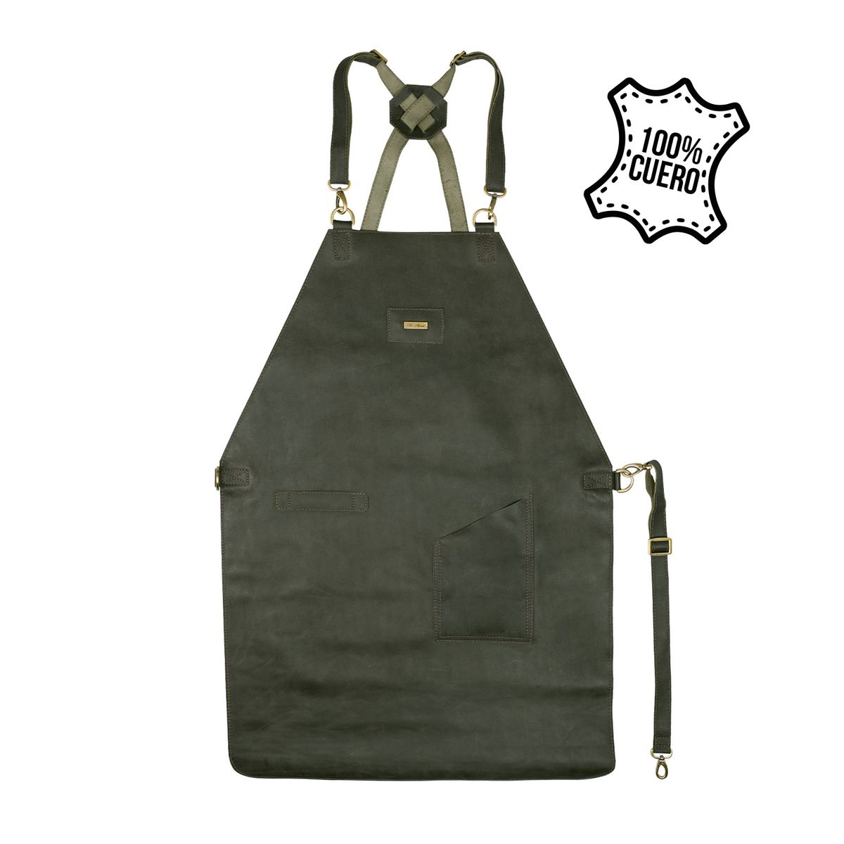 GRILLCORP - Mandil de Cuero Classic Verde Oliva Mr Apron
