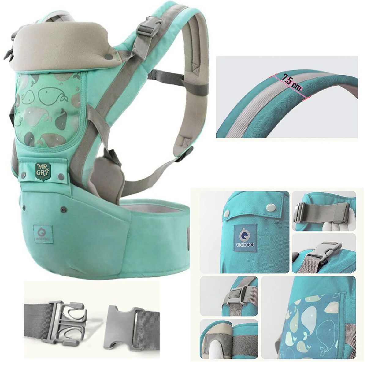 GENERICO - Canguro Para Bebé Ergonómico Ballena 3 en 1 Verde