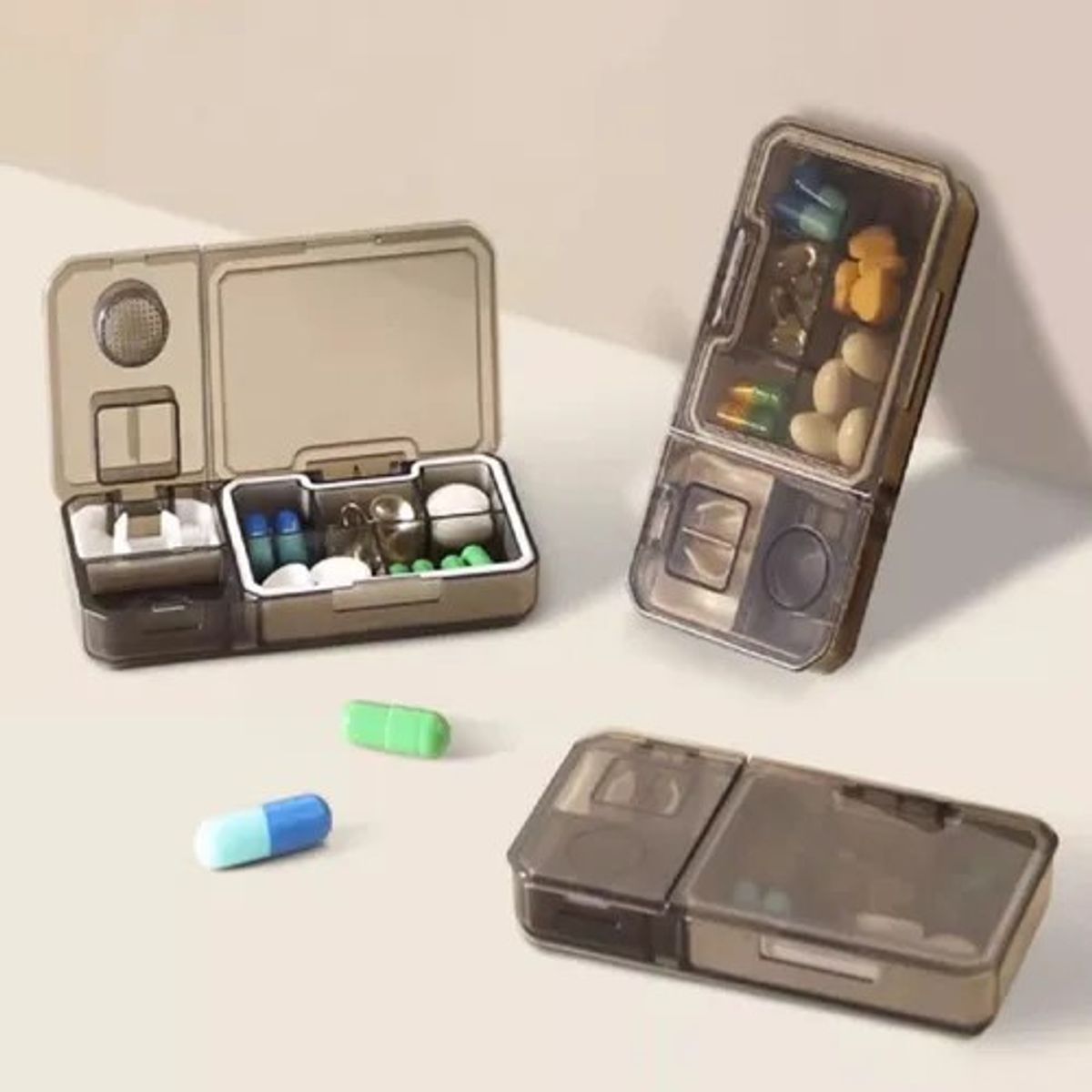 GENERICO - Triturador de Pastilla Con Cortador y Pastillero 3 En 1