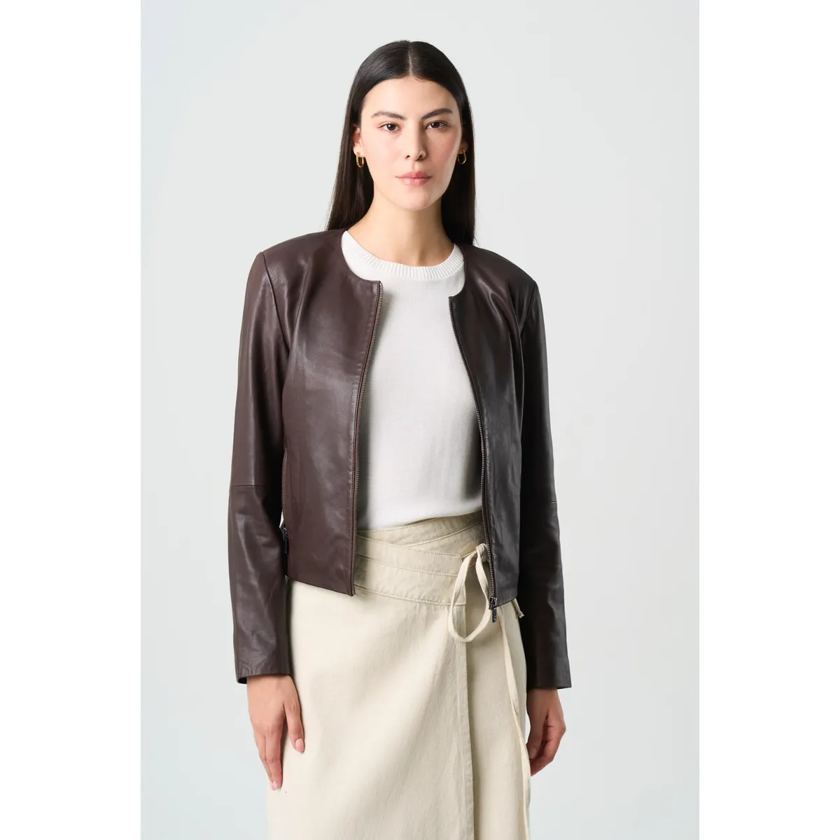 VELEZ - Vélez Casaca De Cuero Para Mujer Denver Cafe