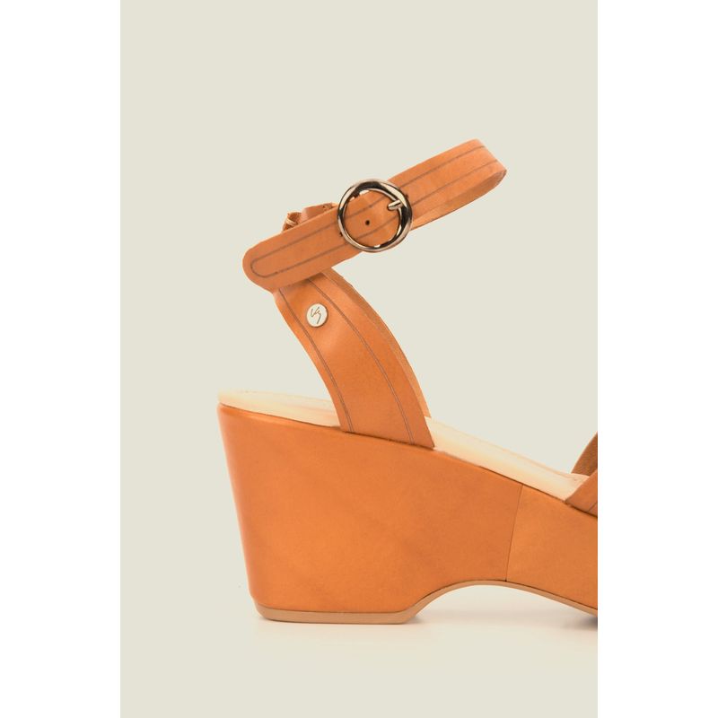 Vélez Sandalias Plataforma Greta De Cuero Para Mujer Miel VELEZ