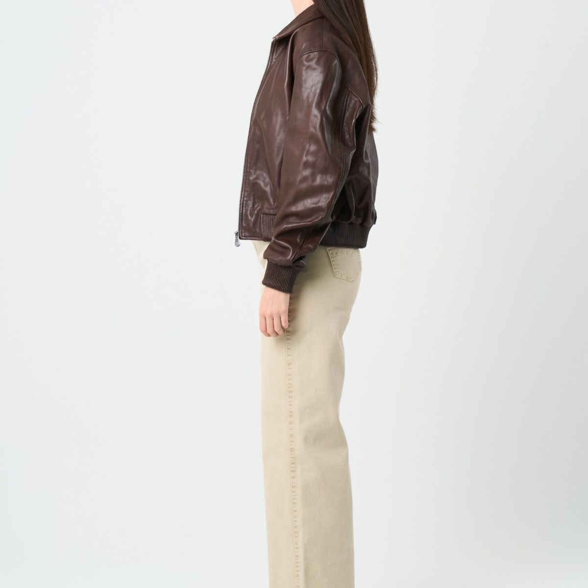 VELEZ - Vélez Casaca Bomber De Cuero Para Mujer Hazel Cafe