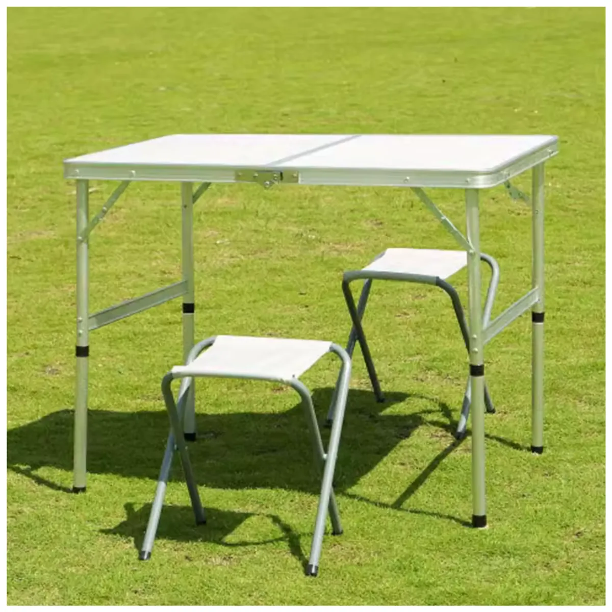 INSPIRA MARKET - Mesa plegable para picnic camping portátil con 2 sillas