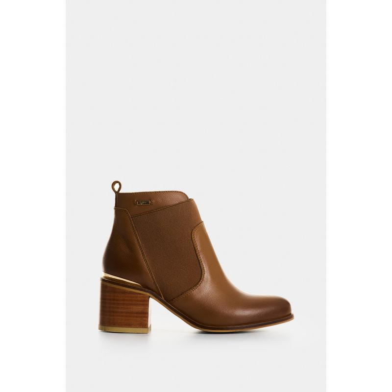 VELEZ - Vélez Botines Tacón De Cuero Aplique Miel