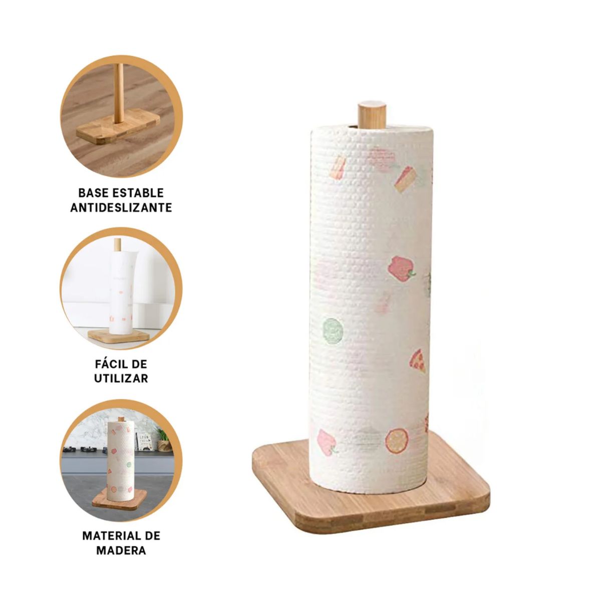 INSPIRA MARKET - Porta Papel Toalla Portarrollos de Papel Bambú