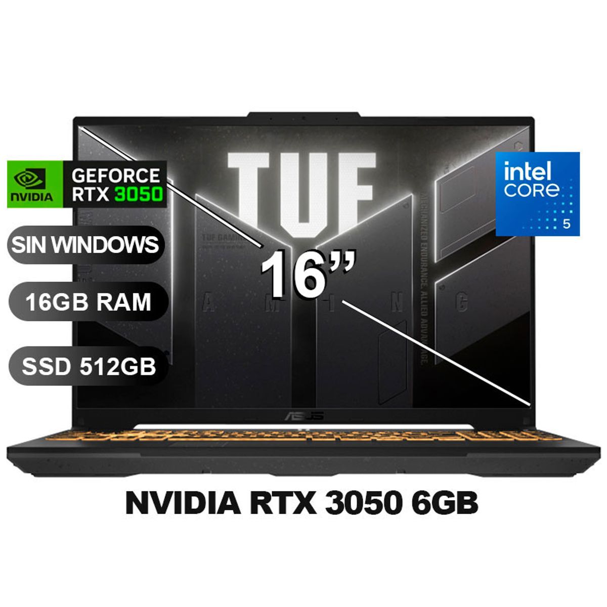 ASUS - Laptop ASUS TUF GAMING FX607VJ-RL009 I5-210H 16GB RAM 512GB SSD RTX3050-6GB 16 SIN WINDOWS