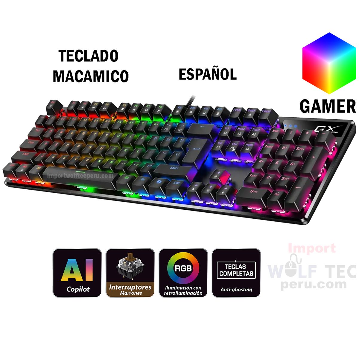 GENIUS GX - TECLADO GENIUS GX SCORPION K12 GAMING RGB LED MECHANICAL USB AI BROWN
