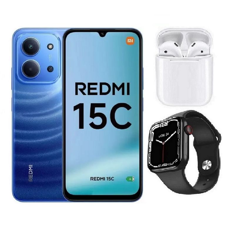 XIAOMI - Xiaomi Redmi 15C 4G 256GB 4+4GB Azul + Audifonos + Smartwatch