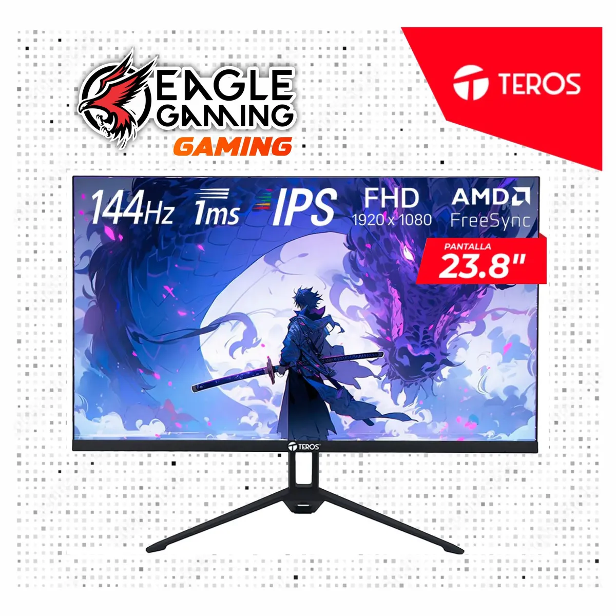 Monitor TEROS TE-2417S 238 FHD IPS 144Hz HDMI DP VESA FreeSync, marca Teros - Foto Principal