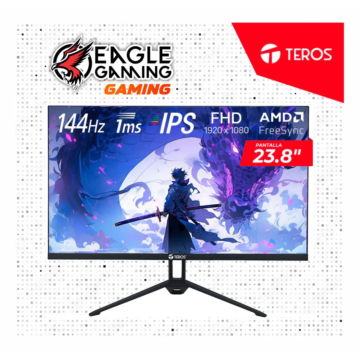 Monitor TEROS TE-2417S 238 FHD IPS 144Hz HDMI DP VESA FreeSync, marca Teros - Foto Principal