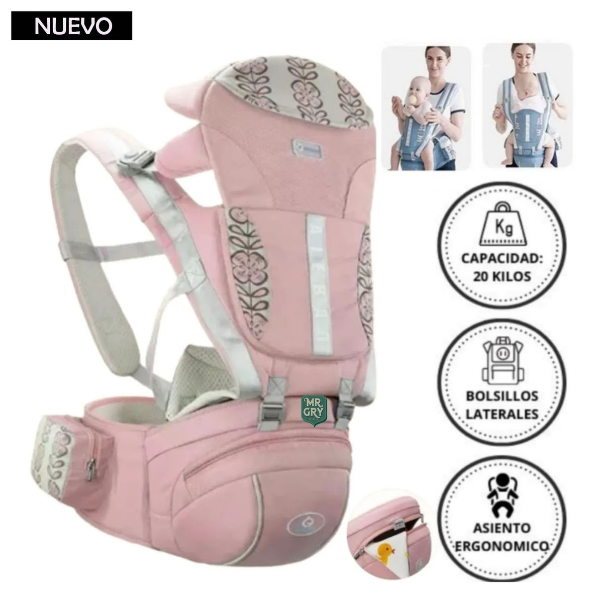 GENERICO - Canguro para Bebé Ergonómico Única Mia Rosado