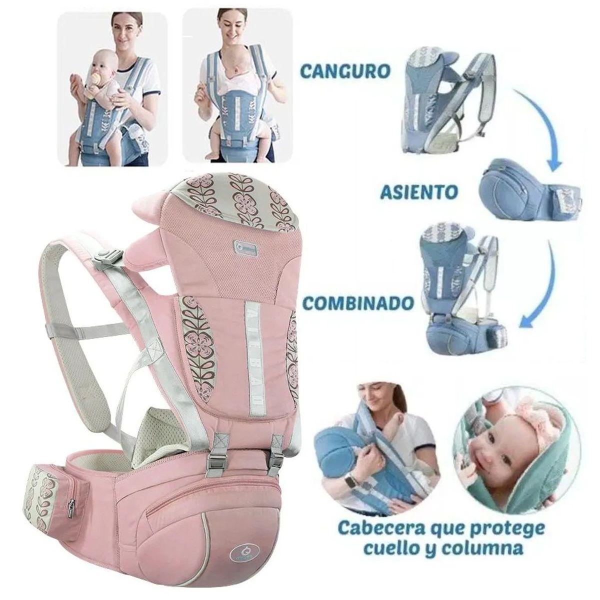 GENERICO - Canguro para Bebé Ergonómico Única Mia Rosado