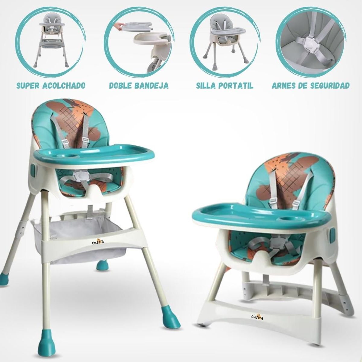 BABY KITS - Silla de Comer Para Bebé 2 en 1  «CANDY» Green