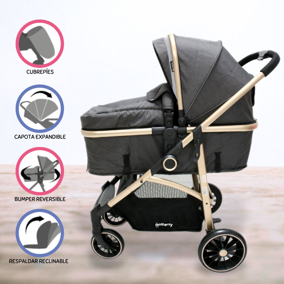 EBABY - Coche Deportivo Moisés para Bebé «CARRI DELUXE» Black