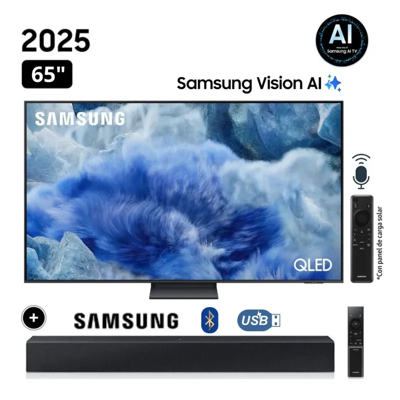 SAMSUNG - Televisor Samsung 65 QLED Q8F Vision Ai Smart Tv 2025 + Sound Bar C400