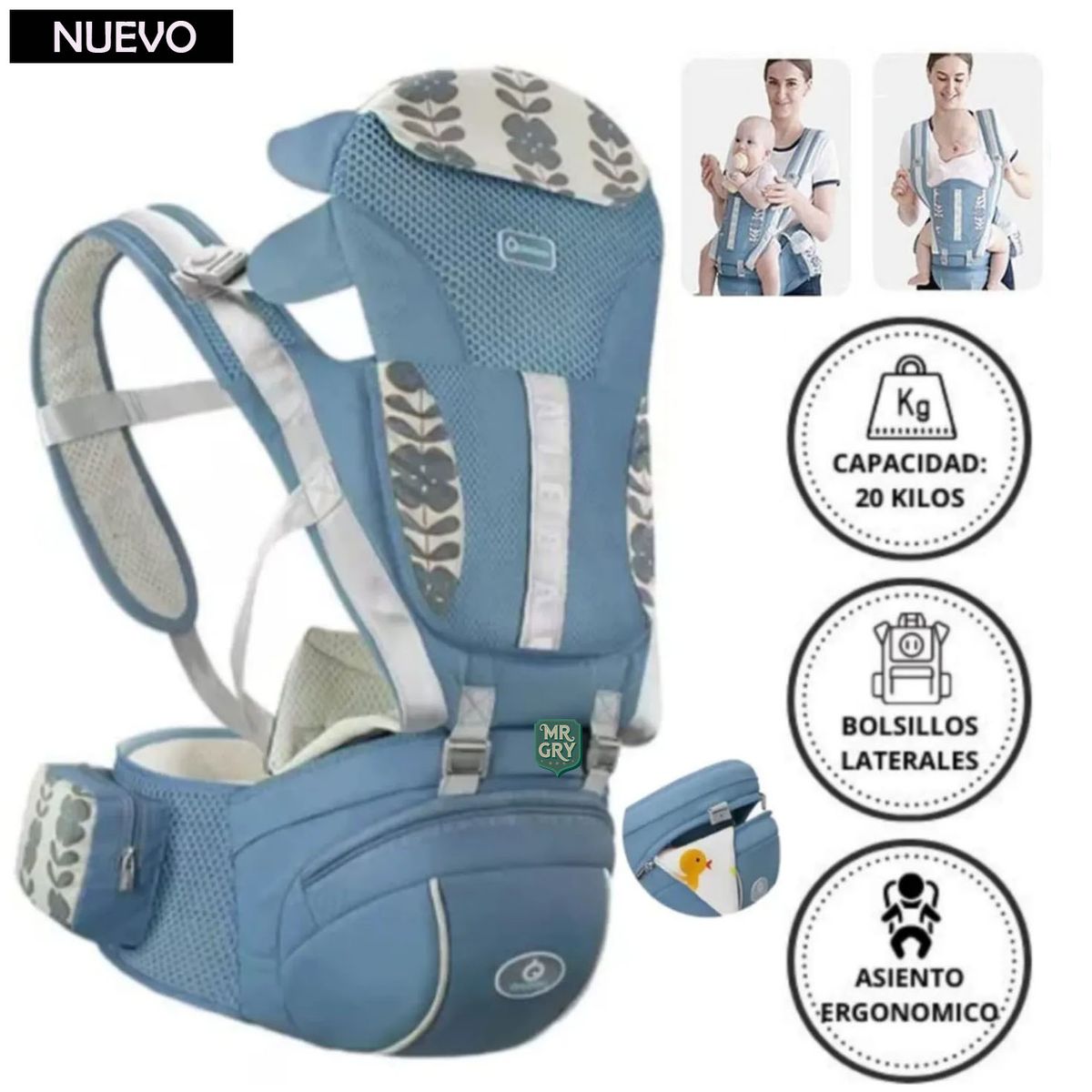 GENERICO - Canguro para Bebé Ergonómico Única Mia Azul