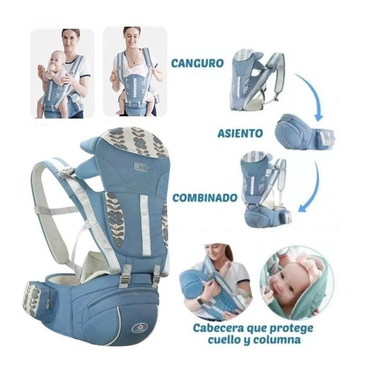 GENERICO - Canguro para Bebé Ergonómico Única Mia Azul