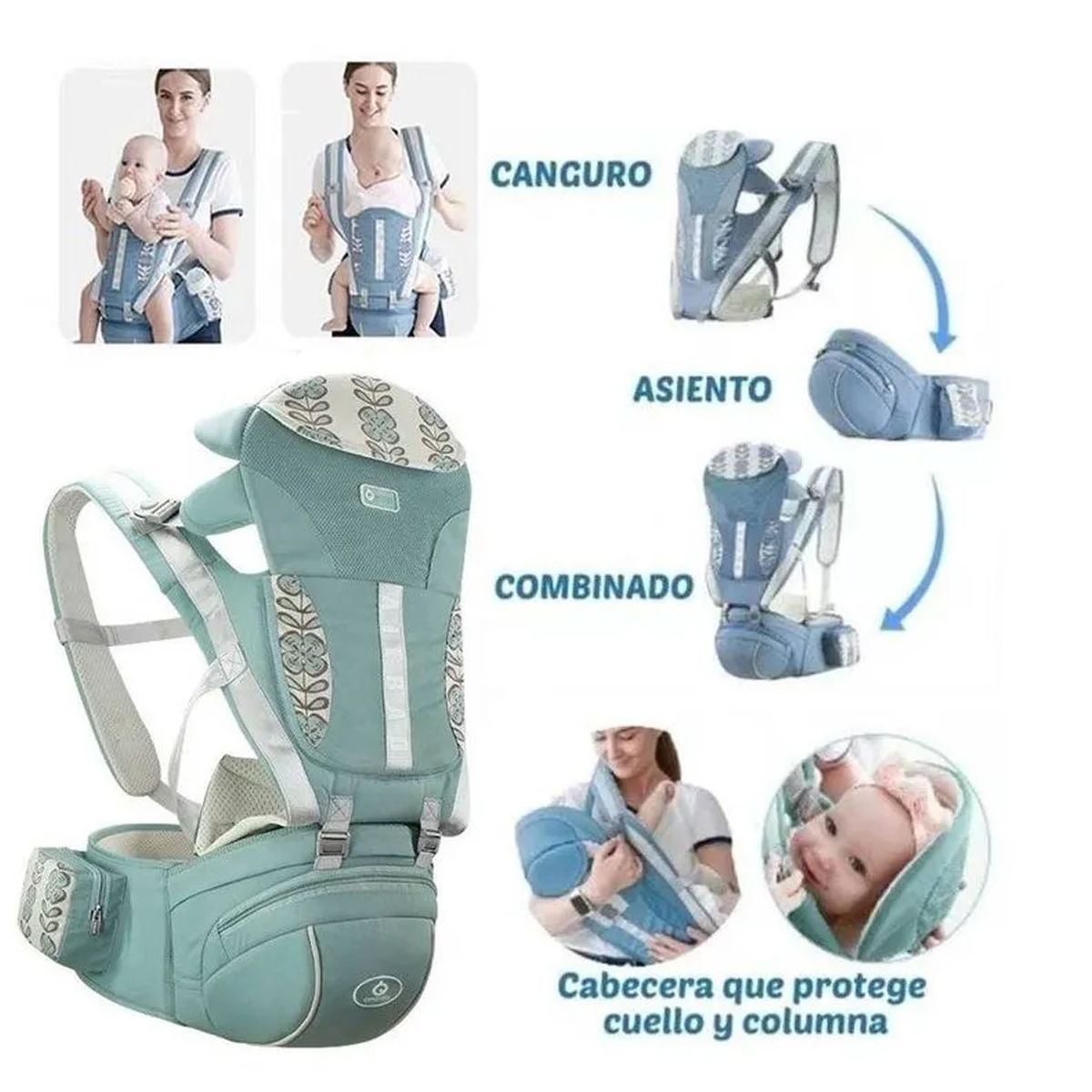 GENERICO - Canguro para Bebé Ergonómico Única Mia Verde
