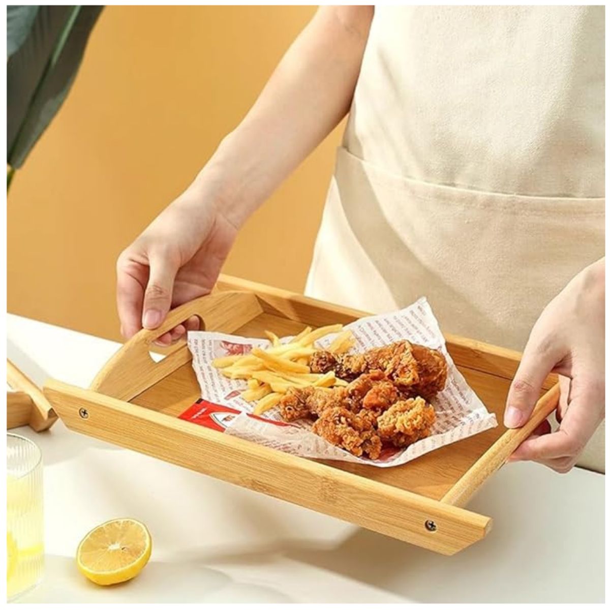 INSPIRA MARKET - Fuente Bandeja de Desayuno Bambú Elegante