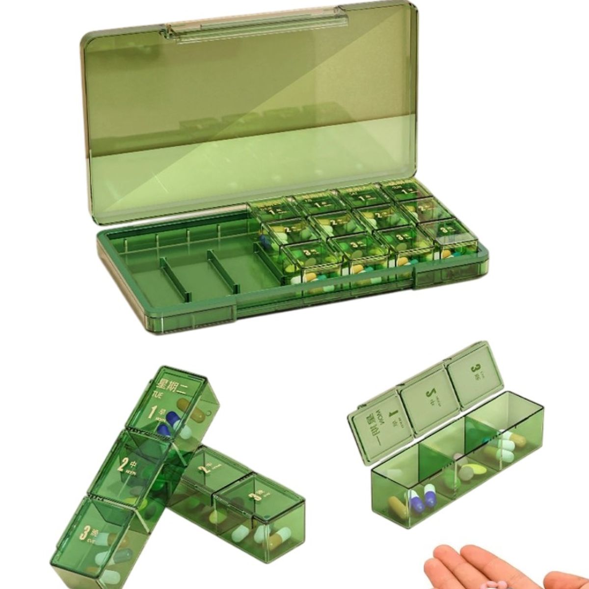 GENERICO - Pastillero Semanal 3 tomas Organizador de Pastillas Portatil