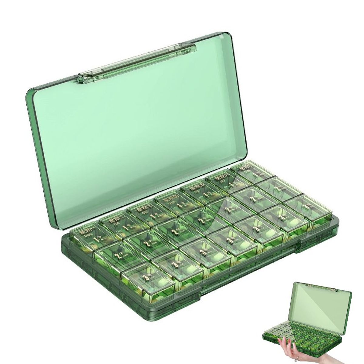 GENERICO - Pastillero Semanal Organizador de Pastillas De 3 tomas Portatil