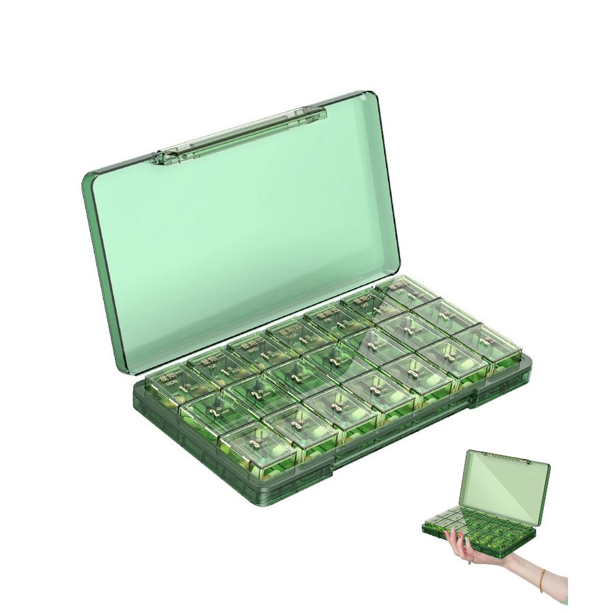 GENERICO - Pastillero Semanal Organizador de Pastillas De 3 tomas Portatil