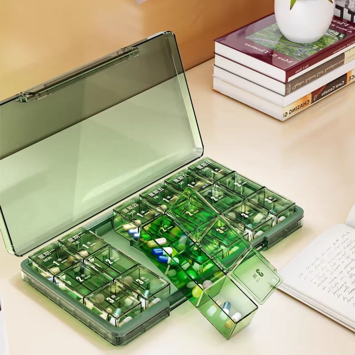 GENERICO - Pastillero Semanal Organizador de Pastillas De 3 tomas Portatil