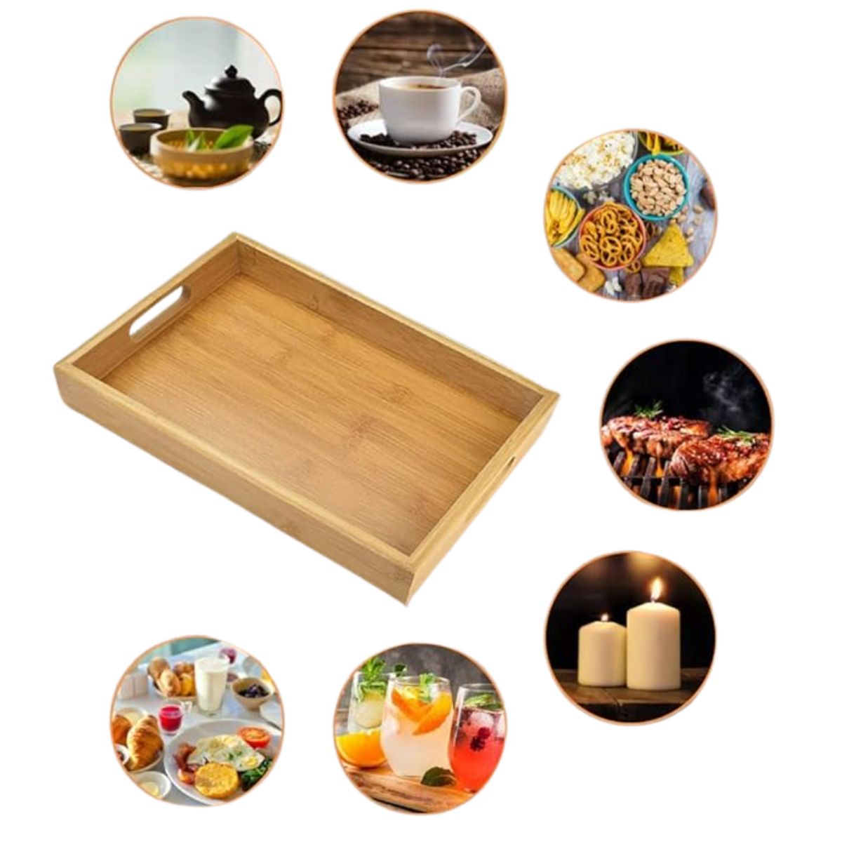 INSPIRA MARKET - Fuente Bandeja Transportador de Alimentos Bambú Elegante